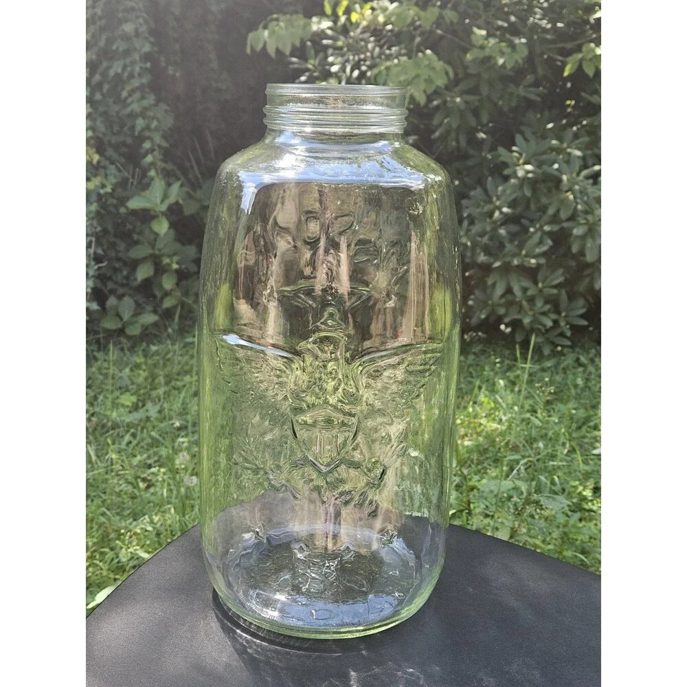 GIANT Vintage Mason Jar 18” Clear Patent Nov 30th 1858 Eagle 5 Gallon w/ Handle